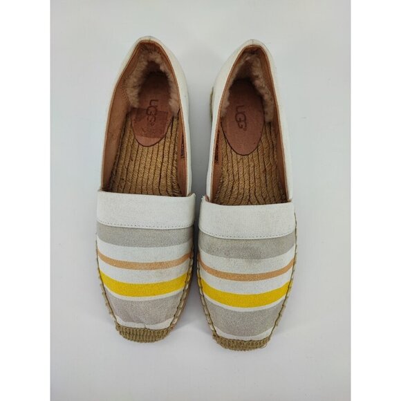 UGG Women's Renada White Stripe Slip On Espadrille Loafer Size 7.5 US - Picture 4 of 8
